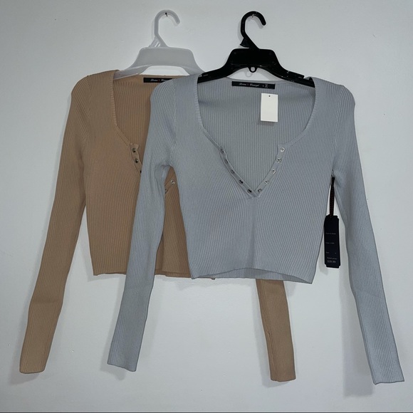 Blue & Tan Button Front Long Sleeve Bundle - Picture 2 of 6